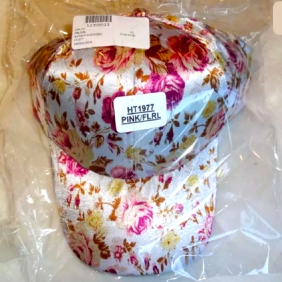 Nordstrom Natasha Satiny Baseball Cap Pink Roses Women Adjustable Back Fastener - Picture 8 of 11